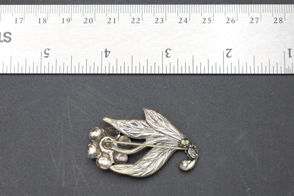 Mid Century Danecraft Jewelry, A Floral Design Brooch Pin, Sterling Silver With Hallmarks, Retro American Fashion, Primavera Designs