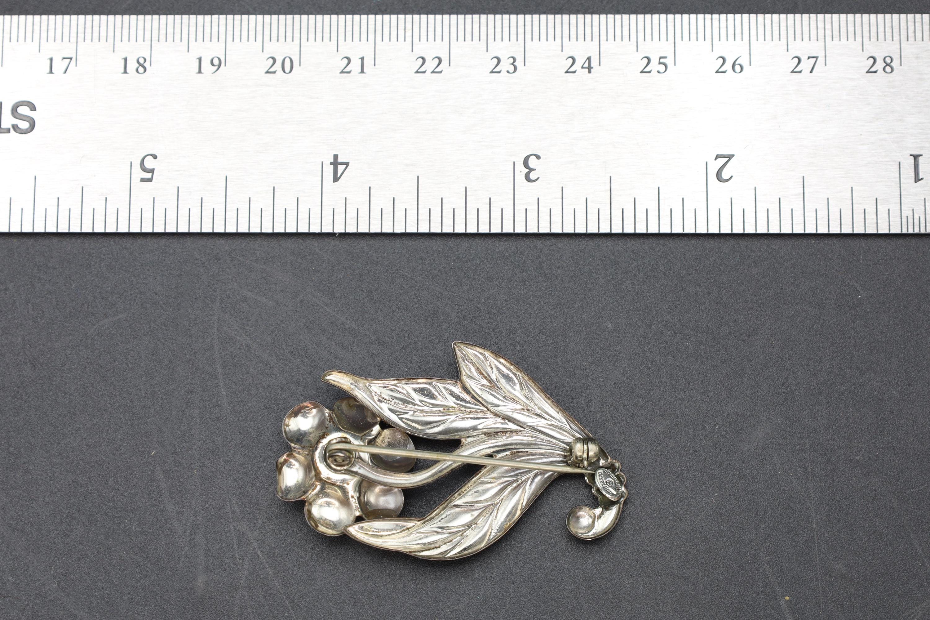 Mid Century Danecraft Jewelry, A Floral Design Brooch Pin, Sterling Silver With Hallmarks, Retro American Fashion, Primavera Designs