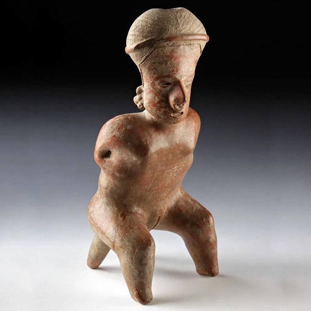 Ancient Ameca Style, Pre-Columbian Ceramic Figure Statuette. West Mexico, Jalisco Shaft Tomb, Circa 300 BCE To 300 AD Antiquities