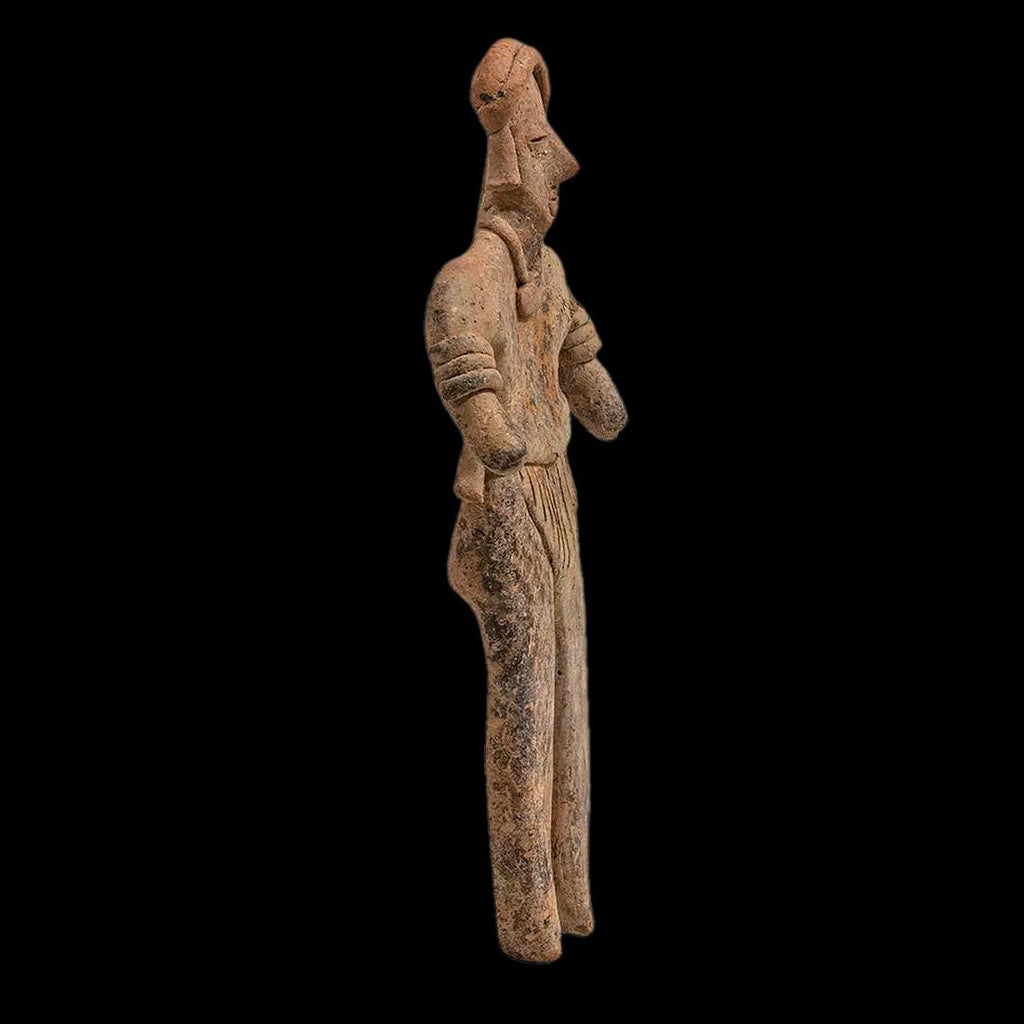 Ancient Pre Columbian Colima Pottery Standing Figure, Full Body Idol Dated As Between 100 BCE To 250 AD, Western Mexico, Mesoamerica Art