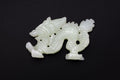 Chinese Dragon Figure Amulet, Carved Stone Mythological Animals, Two Sided Amulet With Celestial Dragon, Feng Shui, Oriental Asian Decor