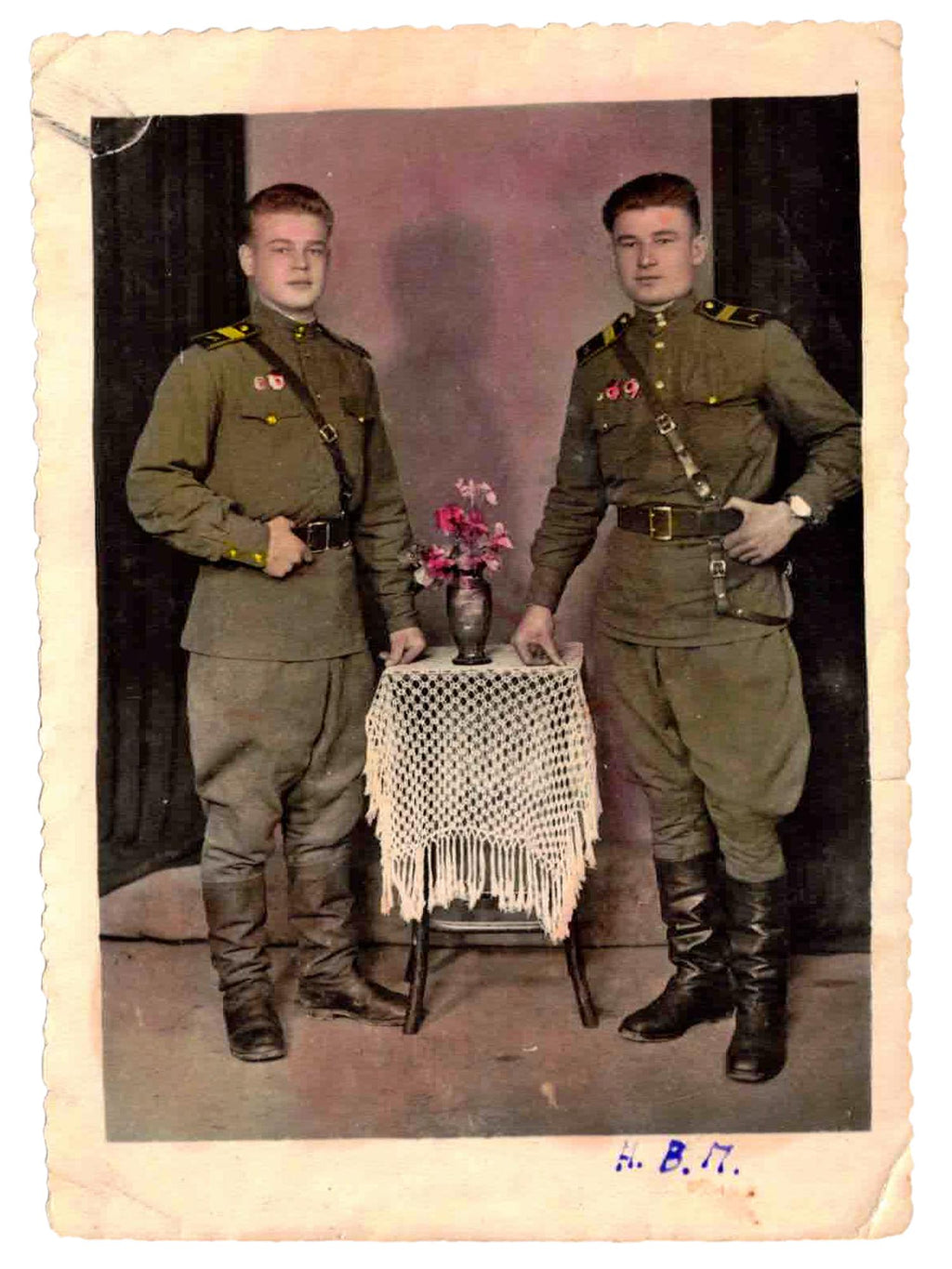 Original 1950s USSR Military Historical Documents, Photograph Depicting Soviet Soldiers With Handwritten Notes, Romania and Ukraine