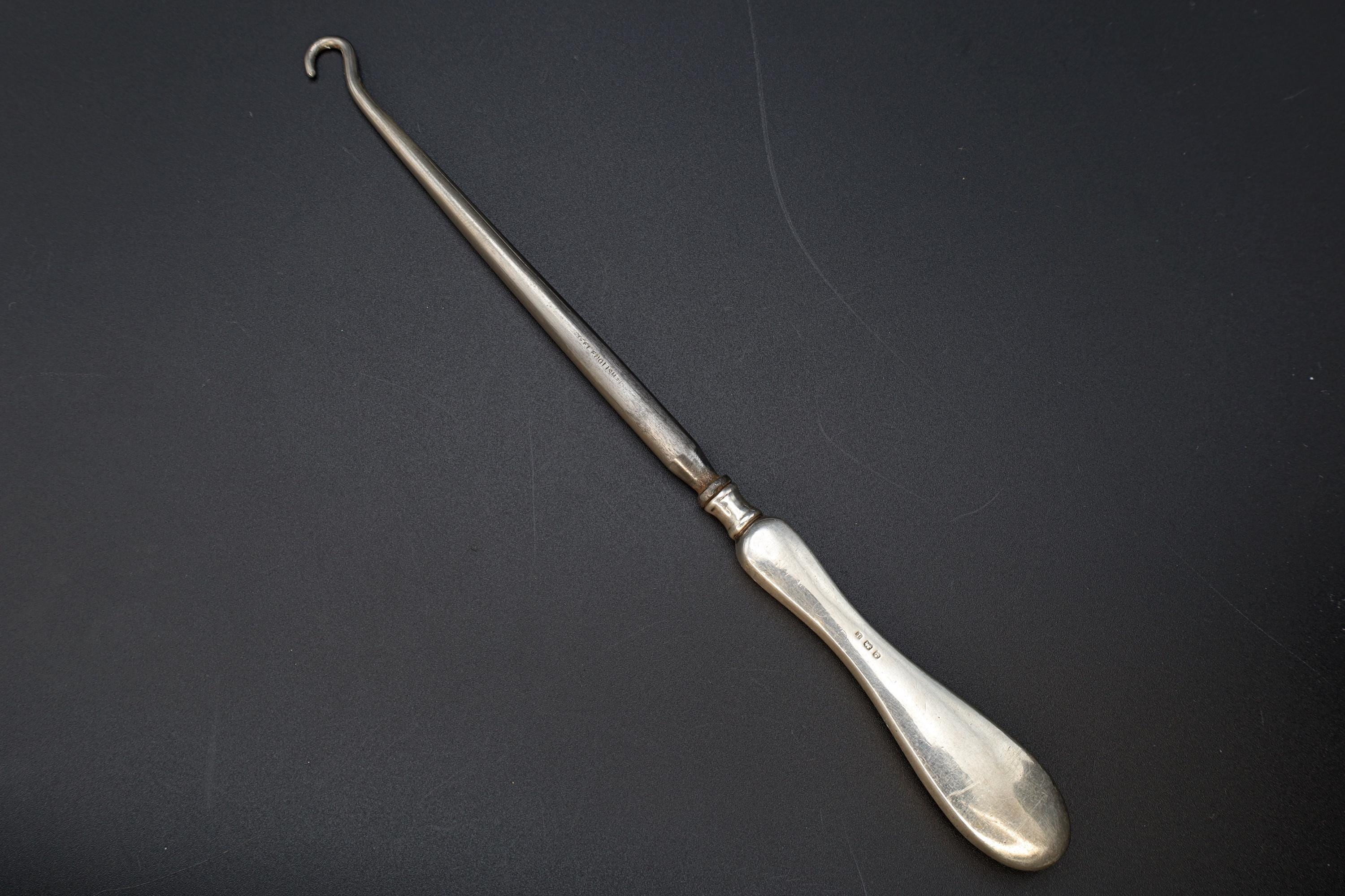 Antique Birmingham 1913 Button Hook Art Nouveau Sterling Silver, Edwardian England Dressing Tools, Fashion Accessories And Collectibles