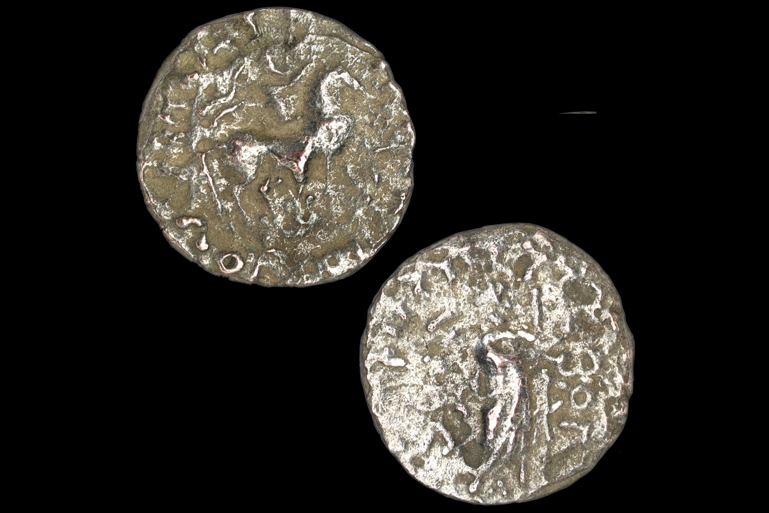 Ancient 1st Century BCE Hellenistic Billon Coin, Indo Scythian Kingdom Of Azes II, Bactria In Central Asia, Numismatics And Collectibles