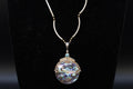Vintage 1990s Sajen Jewelry, Paua Shell Abalone And Topaz On Sterling Silver Settings, Bar And Ball Chain Necklace, Fashion Accessories
