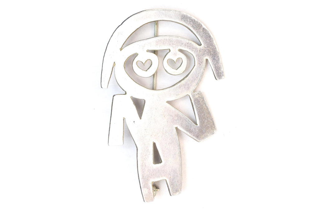 Mik Stousland, Brooch Pin, Vintage Handmade Jewelry, Sterling Silver Cut Out Abstract Designs, Woman Girl, Modernist Fashion Accessories