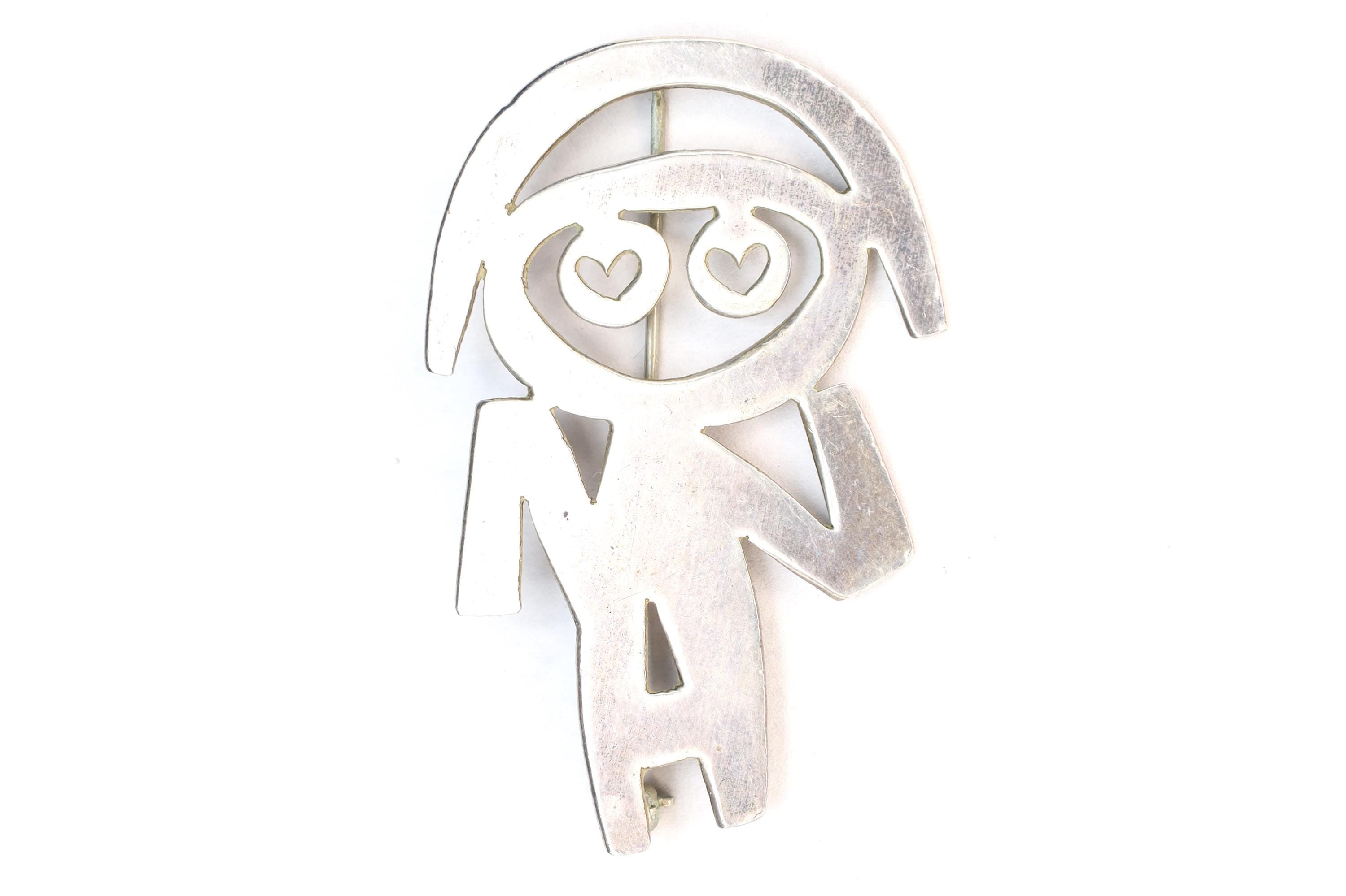 Mik Stousland, Brooch Pin, Vintage Handmade Jewelry, Sterling Silver Cut Out Abstract Designs, Woman Girl, Modernist Fashion Accessories