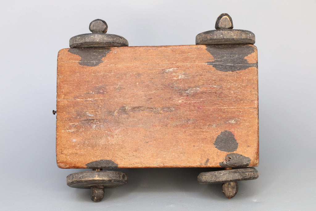 Antique 19th Century Vibhuti Box, Colonial India. Ethnic Rustic Car With Wheels, South Asia Folk Art, Oriental Crafts And Collectibles