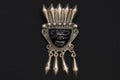 Art Deco Jewelry From Mexico, Mid Century Brooch Pin With Dangles, On Neo Aztec Design, Sterling Silver And Black Onyx, Retro Ethnic Fashion