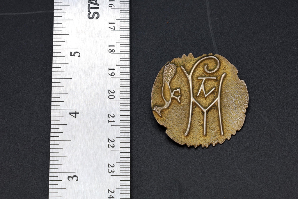 Ancient Byzantine Monogram Brooch, 800 Silver Greek Revival Jewelry, Monogram In The Indo Scythian Style, Vintage 1990s Fashion Accessories