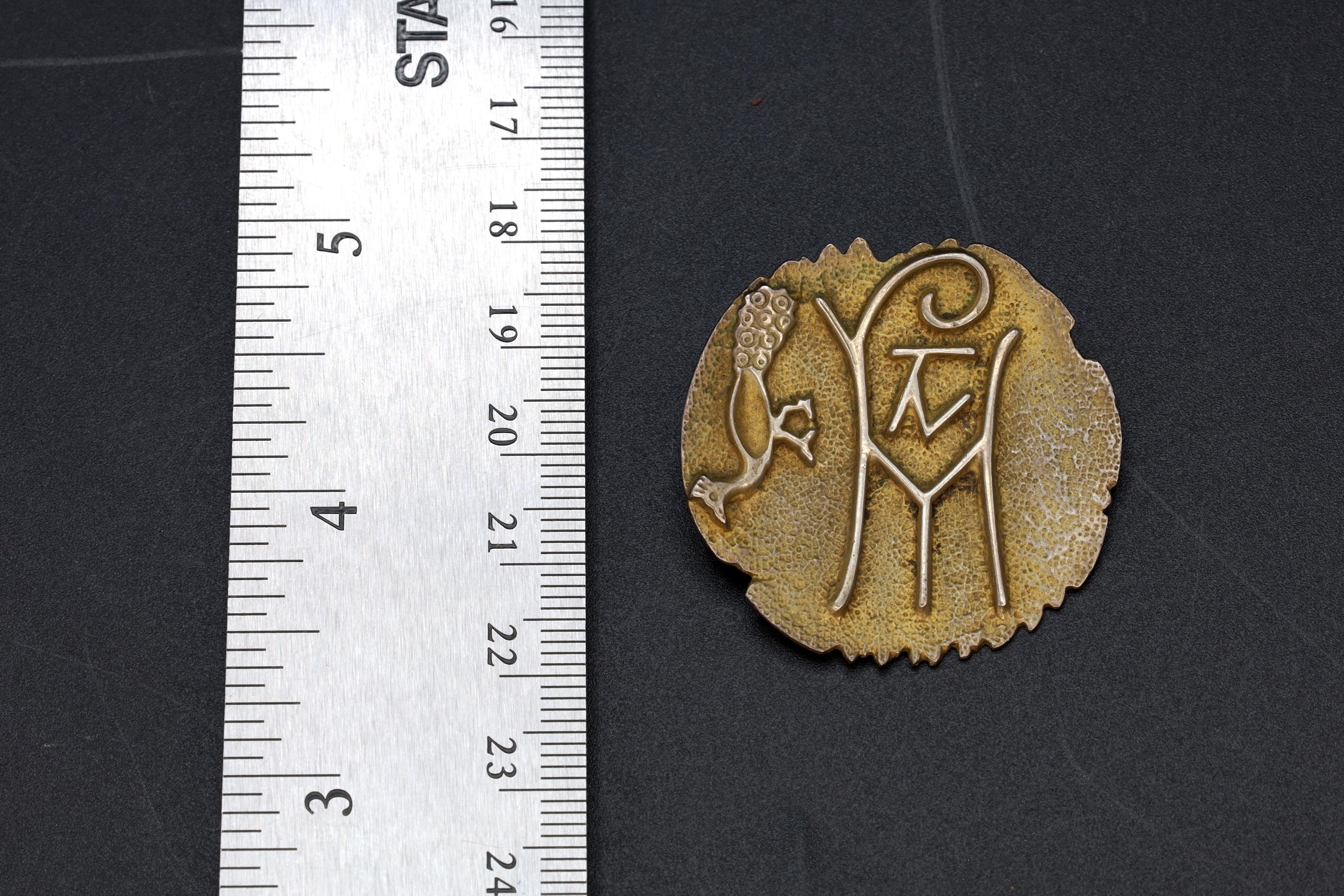 Ancient Byzantine Monogram Brooch, 800 Silver Greek Revival Jewelry, Monogram In The Indo Scythian Style, Vintage 1990s Fashion Accessories
