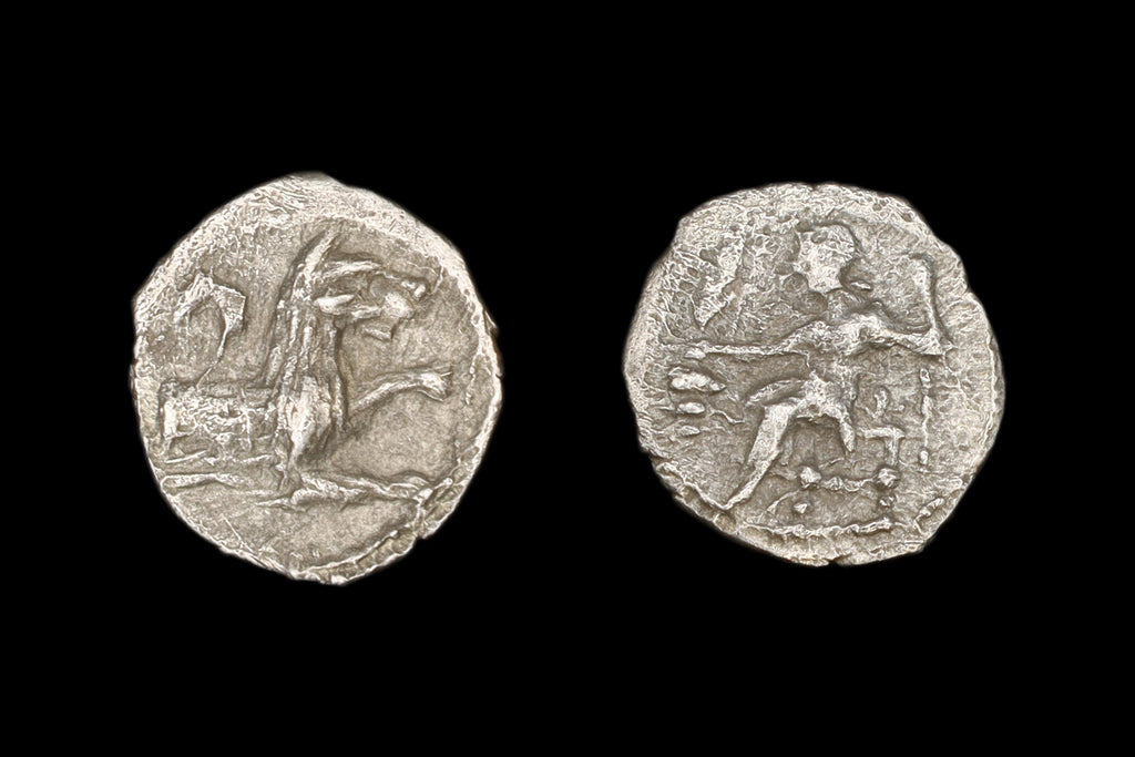 Laranda Lycaonia Cilicia, Silver Obol Coin, 324 To 323 BCE, Baaltars Seated And Wolf Running, Ancient Collectibles And Numismatics