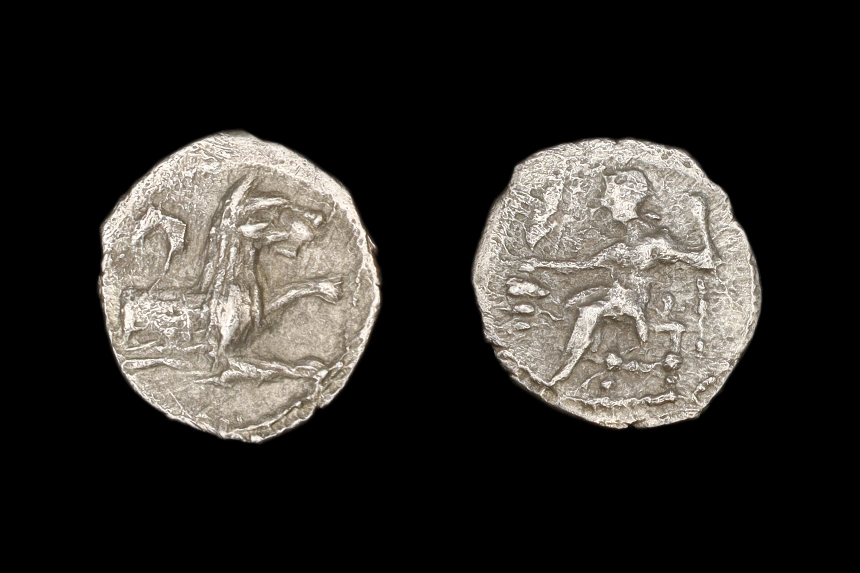 Laranda Lycaonia Cilicia, Silver Obol Coin, 324 To 323 BCE, Baaltars Seated And Wolf Running, Ancient Collectibles And Numismatics