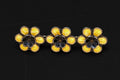Meka Reklamegaver Brooch, Danish Yellow Enamel Guilloche Floral Bar Pin, Scandinavian Denmark Modernist Jewelry
