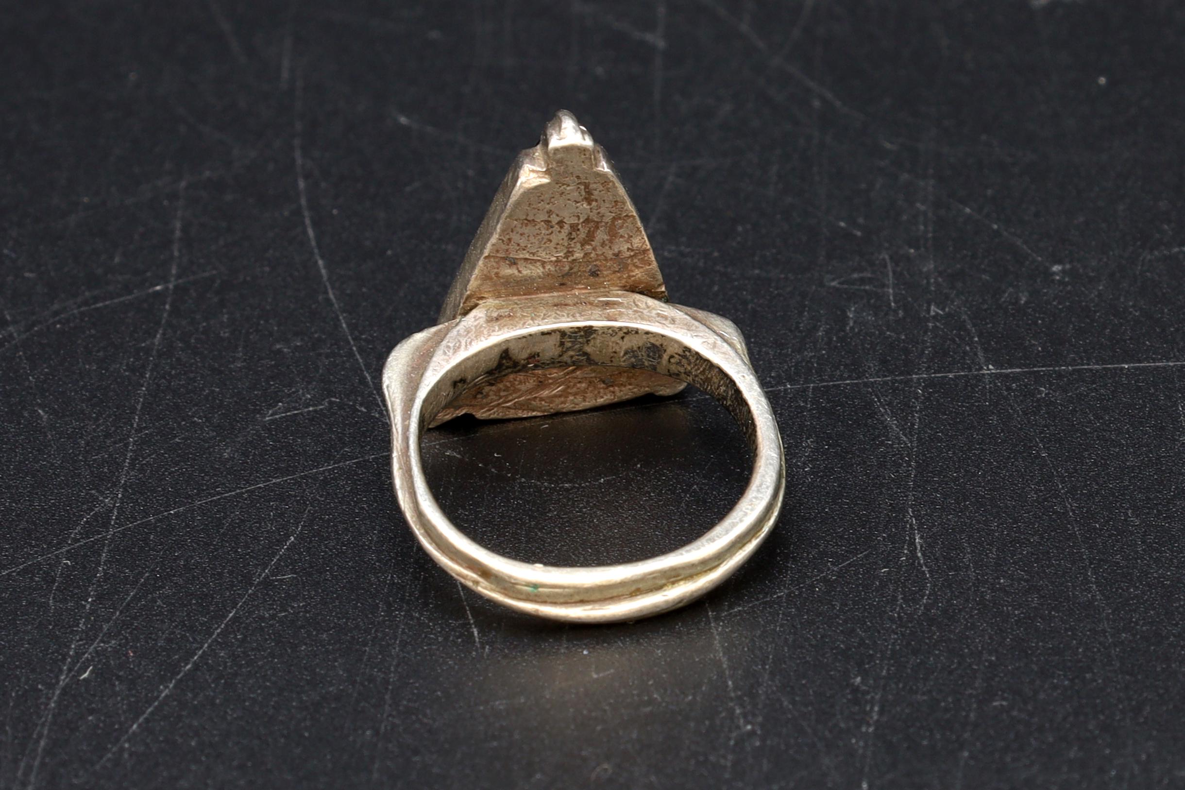 Antique 1940s High Grade Silver Moroccan Berber Ring Size 5 1/2, Ethnic Folk Jewelry, Tribal Imazighen North African Amulet Talisman