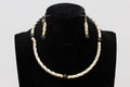 Vintage Jewelry Set, Link Necklace And Dangle Earrings, Sterling Silver, Gold Wash And Jet Black Glass