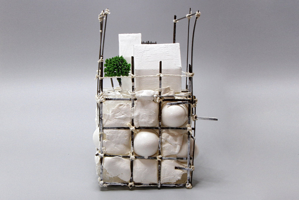 Small Landscape in the Anthropocene, Architecture Model, Ecology Propaganda, Recycled Trash Art, Figurine Sculpture, Mixed Media Assemblage