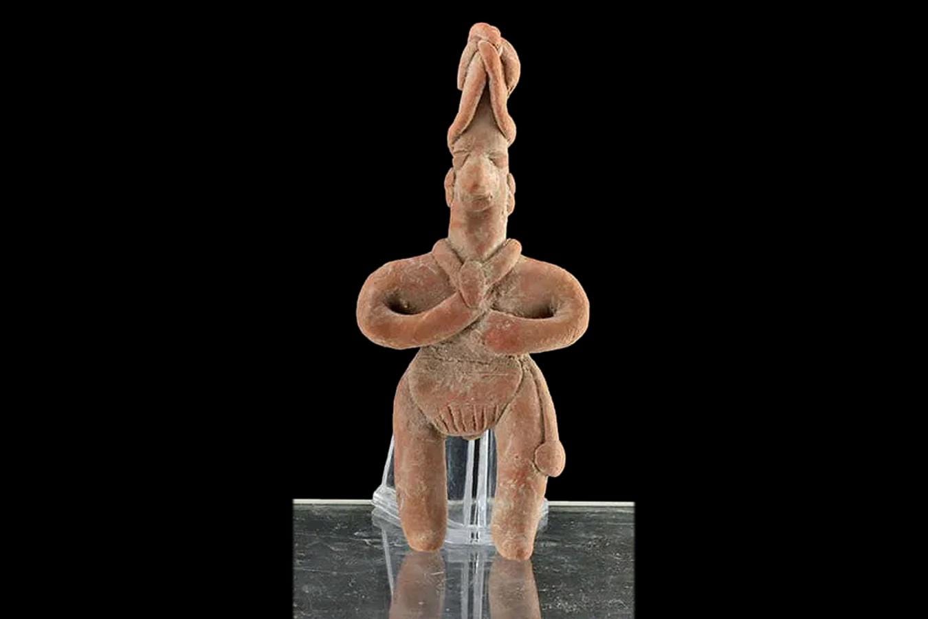 Ancient Pre Columbian Colima Pottery Standing Warrior Figure, Full Body Idol Dated Between 200 BCE To 250 AD Western Mexico, Mesoamerica Art