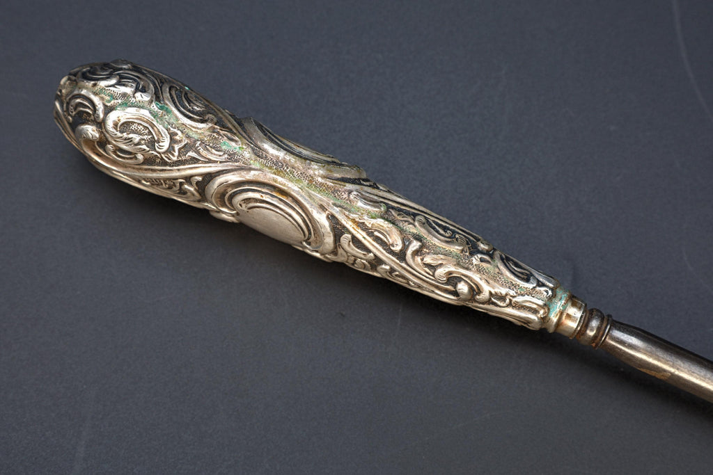 Antique Birmingham 1893  Button Hook Art Nouveau Sterling Silver, Victorian England Dressing Tools, Fashion Accessories And Collectibles