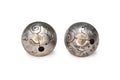 Large Round Stud Earrings With A Tribal Inspired Shadowbox Motif, Modernist Jewelry Desings, 925 Sterling Silver Fashion Accessories