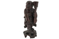 Vintage 1930s Japanese Wood Carved Statuette Of A Young Budai With Lotus Flower. Inlaid Eyes, Oriental Folk Arts And Crafts
