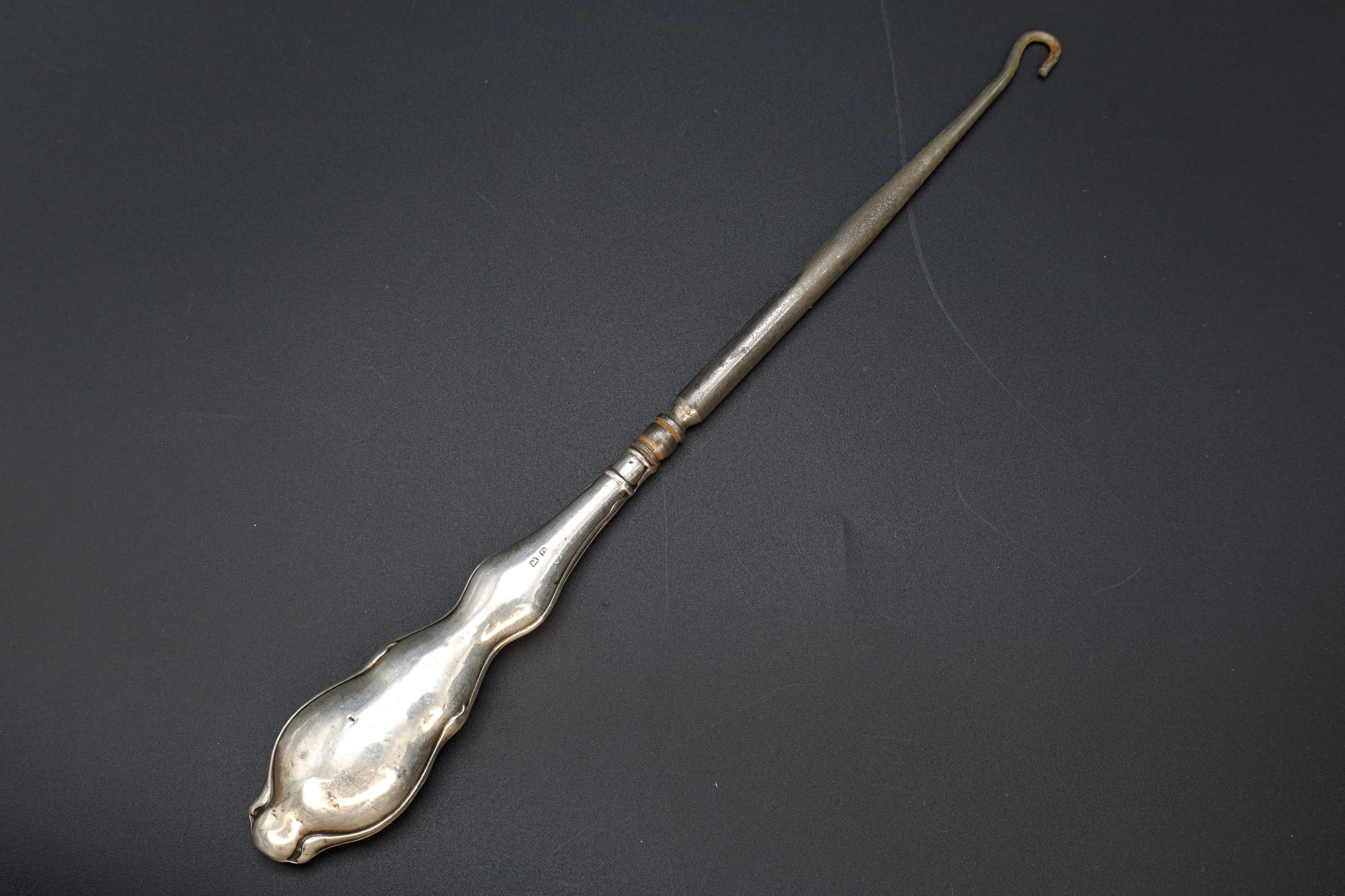 Antique Birmingham 1910 Button Hook Art Nouveau Sterling Silver, Edwardian England Dressing Tools, Fashion Accessories And Collectibles