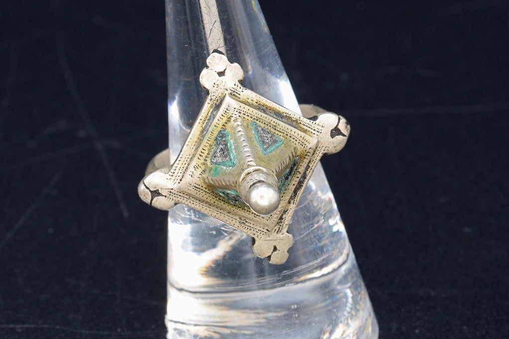 Antique 1920s High Grade Silver Moroccan Berber Hair Ring Size 8, Ethnic Folk Jewelry, Tribal Imazighen North African Amulet Talisman