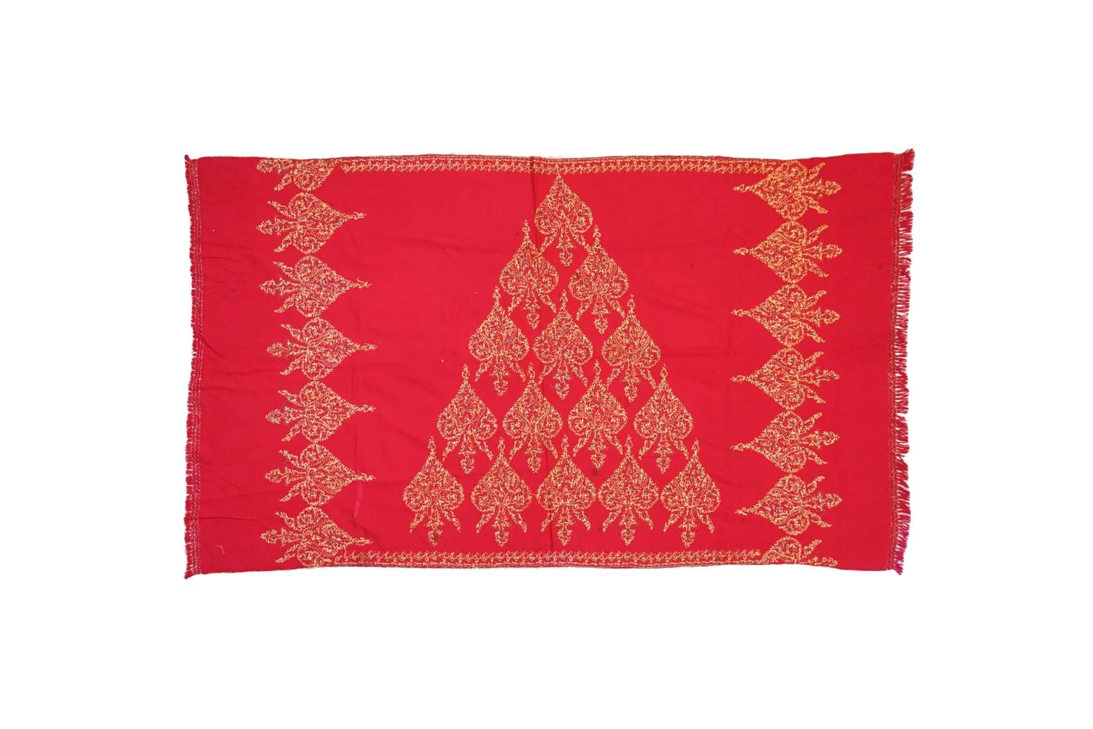 An Antique Early 20th Century, Probably Kerman Or Baluchistan, A Hand Woven And Embroidered Cotton Textile Blanket Or Large Shawl