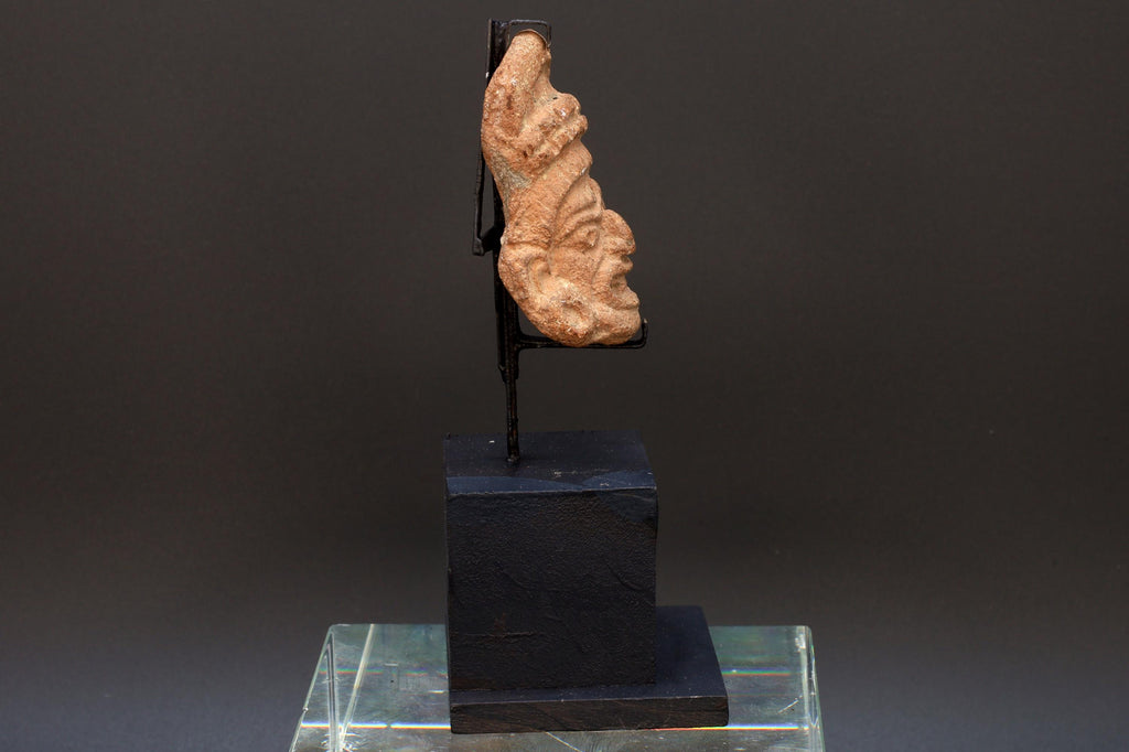 Maya Warrior Head Applique, PreColumbian Ceramic Figurine, Mayan Late Classic Period Ca 800 AD, Prehispanic Mexico Antiquities Art