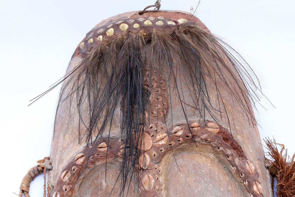 Papua New Guinea, Large Initiation Mask Helmet, Early 20th Century Sepik Tribesmen Ethnographic Art, Warriors Attire, Ethnic Home Decoration