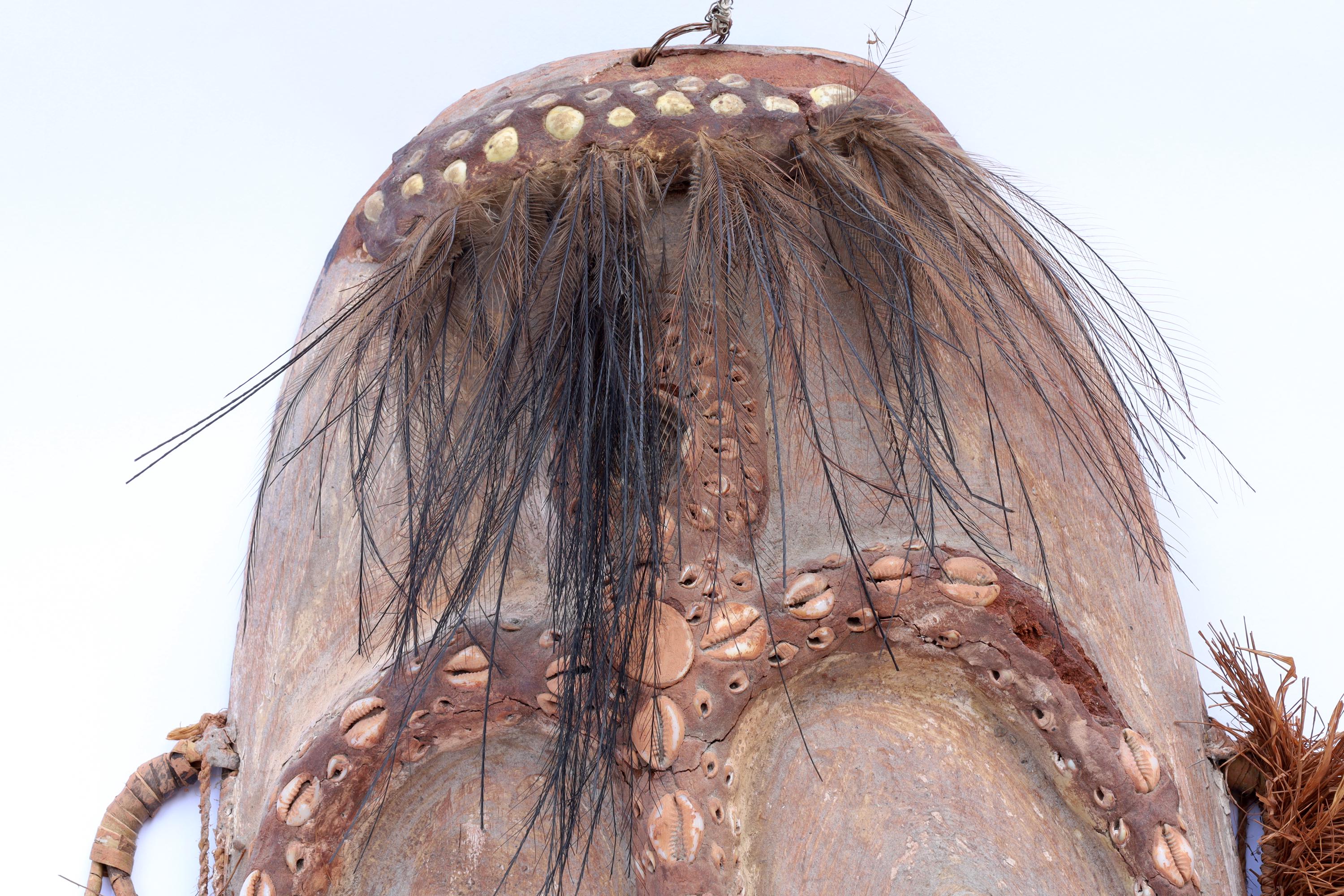 Papua New Guinea, Large Initiation Mask Helmet, Early 20th Century Sepik Tribesmen Ethnographic Art, Warriors Attire, Ethnic Home Decoration