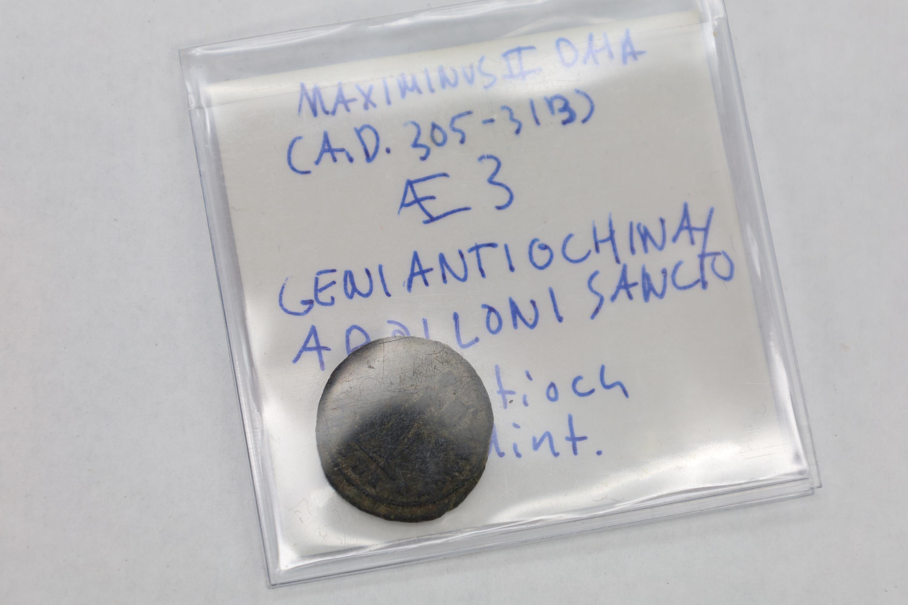 Ancient Roman Bronze Coin, Emperor Maximinus II Daia, Apolloni Sancto, Antioch Mint 4th Century AD, Numismatics And Historical Collectibles