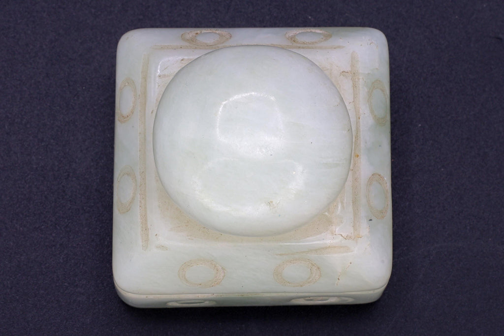Signature Calligraphy Seal Stamp, Carved Stone Paperweight, Feng Shui, Oriental Asian Decor, Pale Green Nephrite Jade Like Chinese Seal