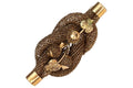 Victorian Era 1880s Jewelry 9 Karats Gold Brooch, Braided Infinite Interlocking Symbol, Memento Mori Pin, England UK, Fashion Accessories