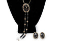 Southwestern Americana Sterling And Onyx Jewelry Set by Regina 1980s Vintage Fashion Accessories, Hand Signed