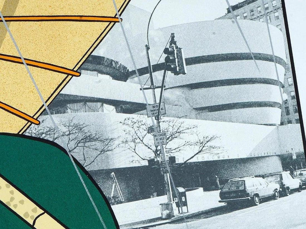 Japanese Shogun Visiting The Guggenheim Museum, A 1979 Color Serigraph Print By Michael Jay Knigin, American Contemporary Art