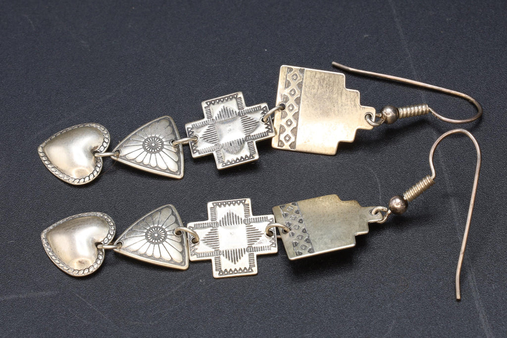 Casas Pueblo Earrings, Long Dangle Earrings With Figural Design, Native American Inspired Jewelry, Tribal Southwestern Americana Accessories