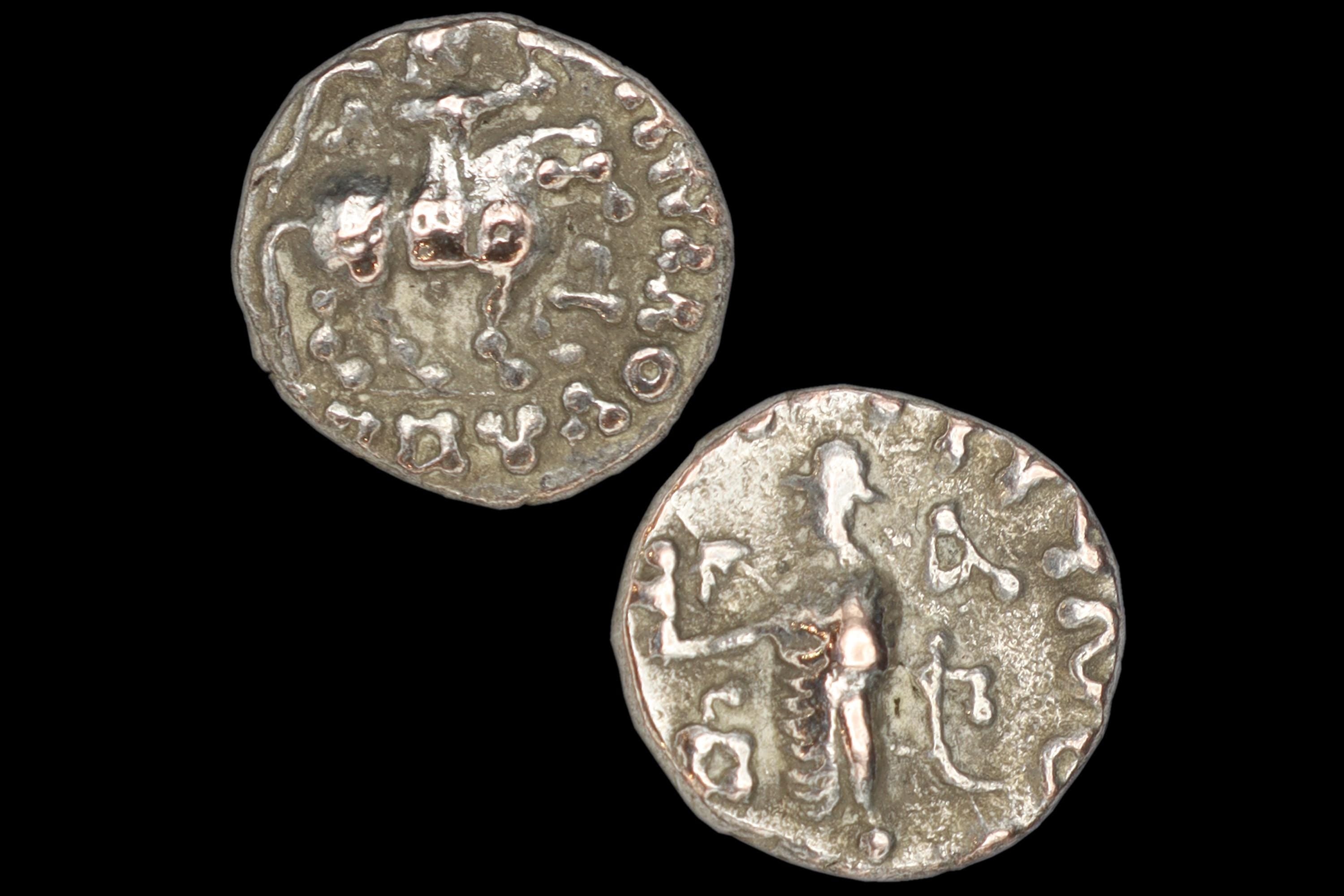 Ancient Hellenistic Central Asia, Small Drachm 1st Century BCE, Indo Scythian Coin Of Kingdom Azes I. Numismatics, Collectibles, Antiquities