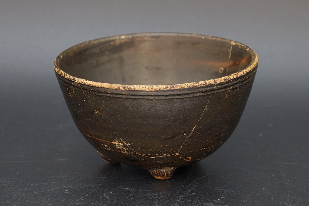 Antiquities, Circa 4th Century BC Magna Graecia Blackware Pottery Bowl, Ancient Greek Ceramics A Footed Trypod Patera Cup, Rare Collectibles