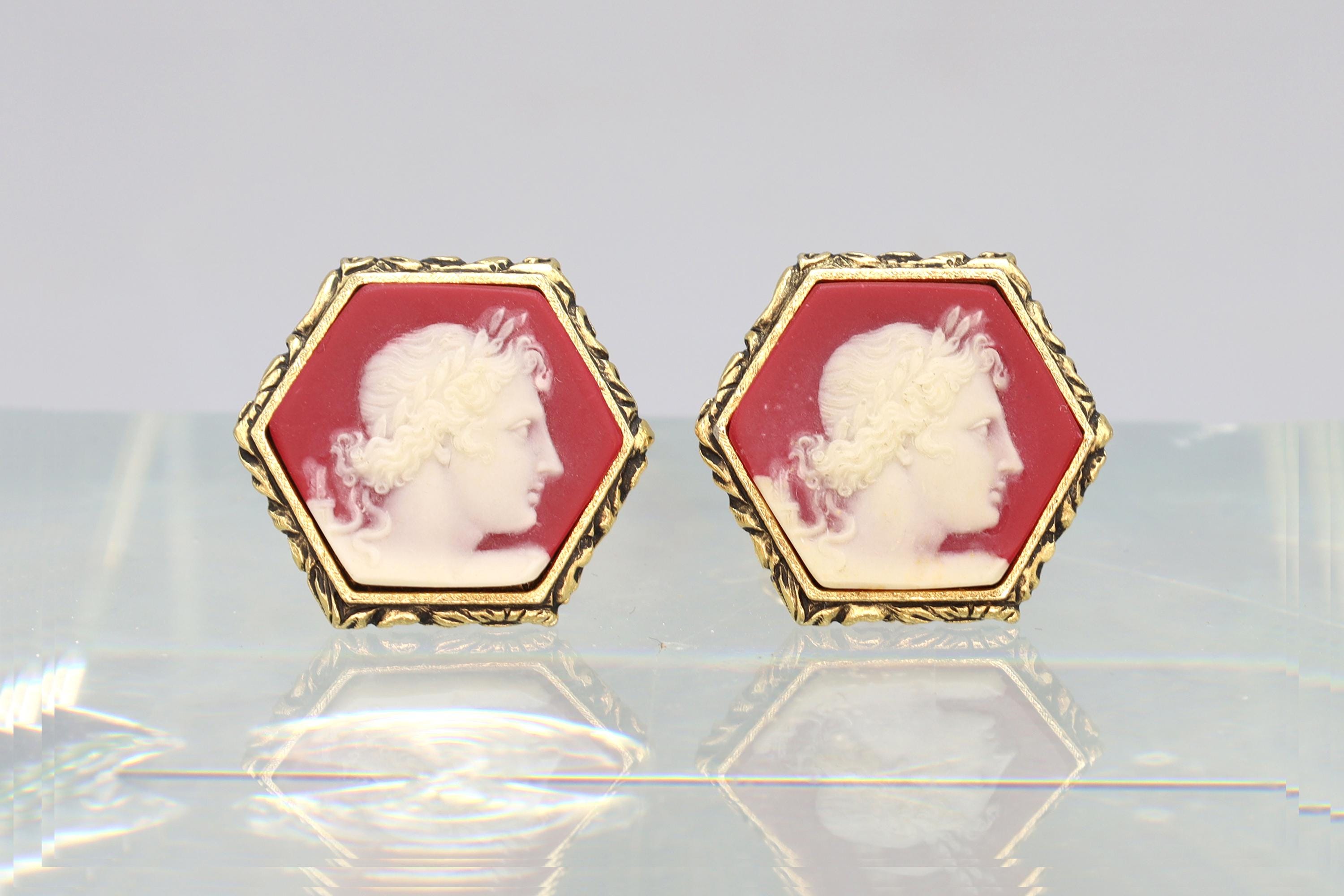 God Apollo, Vintage 1960s Dante Masterpieces Cuff Links, Incolay Cameo, A Paste Sur Paste, Large Cufflinks Mens Jewelry, Fashion Accessories