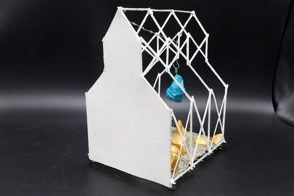 Saint Agiax O Meteoritis on his fly over the Dodecanese Islands, Project For A Chapel, Architecture Models Handmade Metal Sculpture Artwork