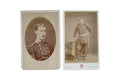 Antique 19th Century French Military Carte de Visite Photographs, Pair Of 1870s Cabinet Portraits Of Young Male Soldiers, Victorian Era