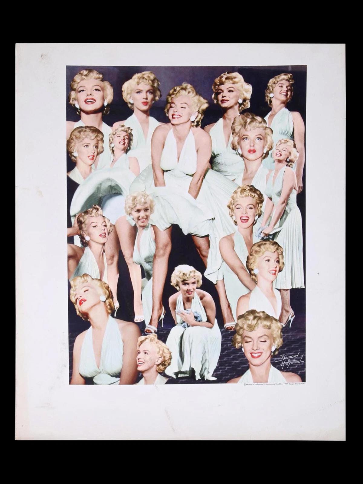 Collage Of Photographs Depicting Portraits Of Marilyn Monroe In A Famous White Dress By Bruno Bernard 1997, Americana Collectibles