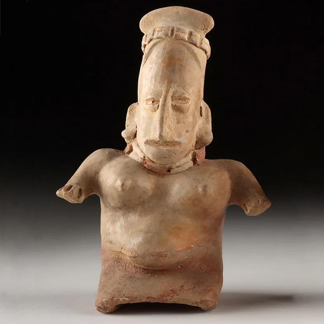 Ancient Ameca Style, Pre-Columbian Ceramic Figure Of A Pregnant Woman. West Mexico, Jalisco Shaft Tomb, Circa 300 BCE To 300 AD Antiquities