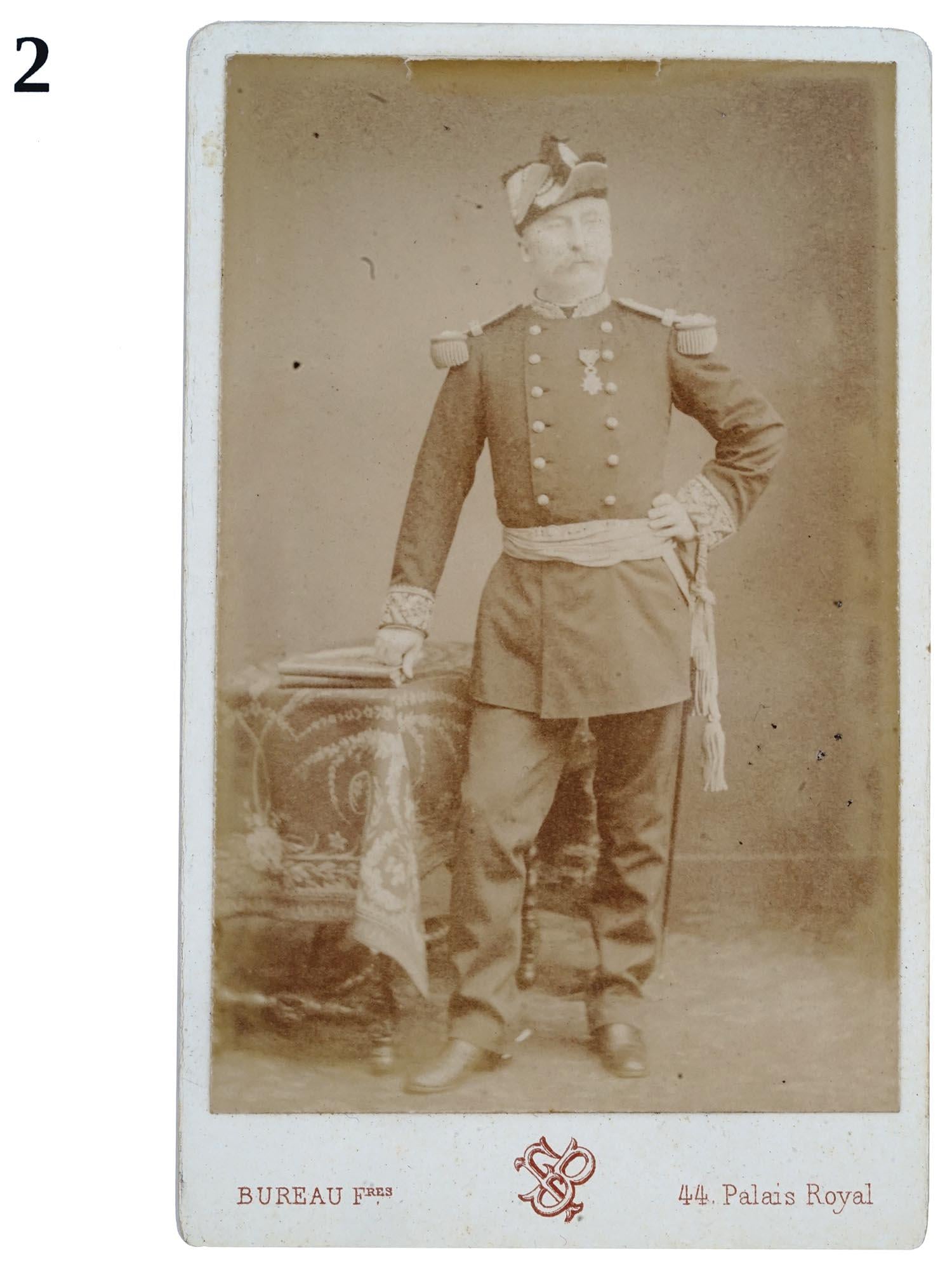 Antique 19th Century French Military Carte de Visite Photographs, Pair Of 1870s Cabinet Portraits Of Young Male Soldiers, Victorian Era