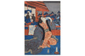 Utagawa Kuniyoshi, Figure Drinking On A Tavern Terrace At Nigh, Antique Ukiyo-e Artwork, Japan Late Edo Period 19th Century