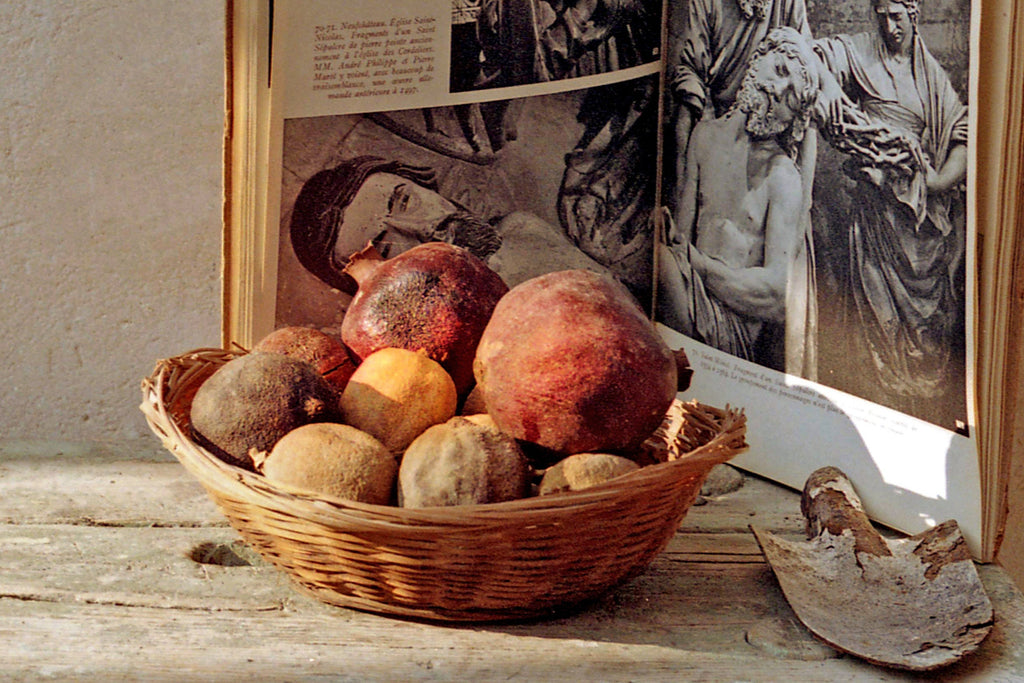 Sins Are Bittersweet, Ein Hod Village, Har HaKarmel Israel, Damaged Expired 35 mm Film, Analogue Color Film Photography, Still Life Bodegon