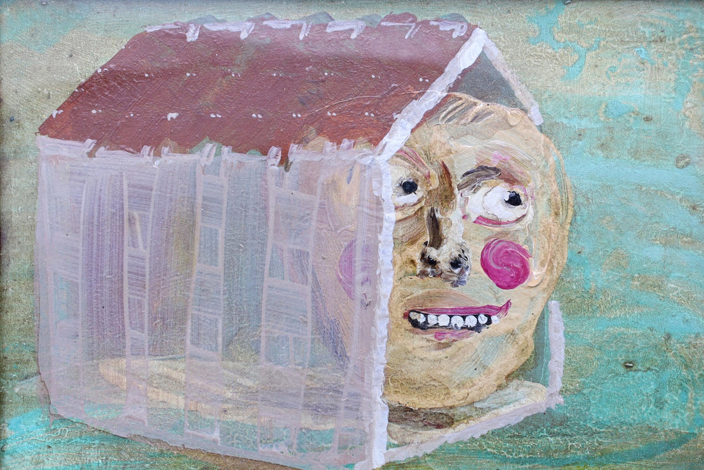 Our Housing Crisis IV, Small Format Painting, Acrylic On Paper, Framed, Architecture Drawing, Miami Florida, Contemporary Art