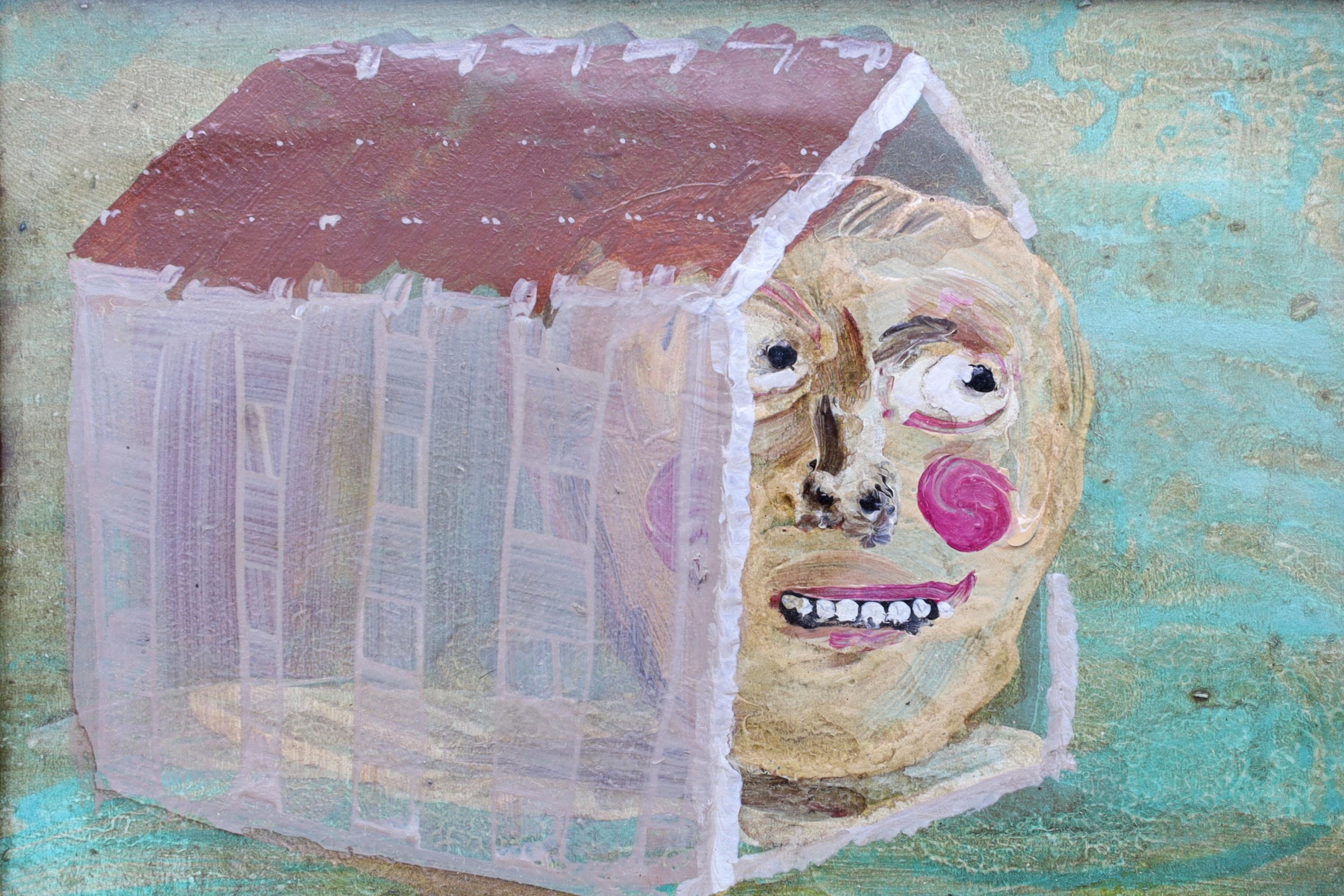 Our Housing Crisis IV, Small Format Painting, Acrylic On Paper, Framed, Architecture Drawing, Miami Florida, Contemporary Art