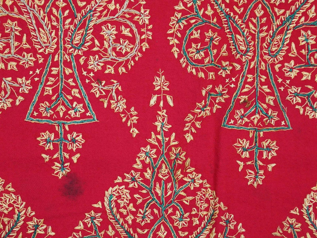 An Antique Early 20th Century, Probably Kerman Or Baluchistan, A Hand Woven And Embroidered Cotton Textile Blanket Or Large Shawl
